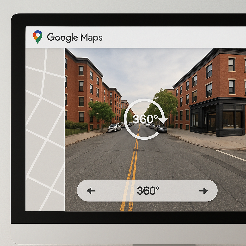 Notebook exibindo visualização do Google Street View na tela
